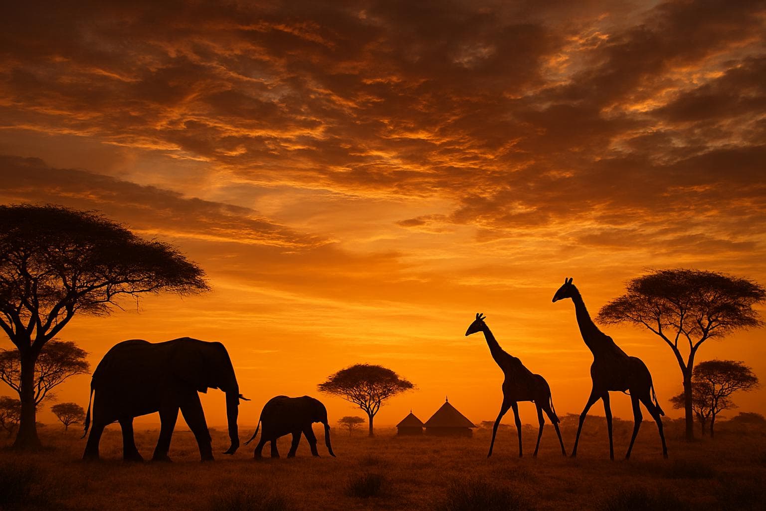 Golden evening light over the savannah